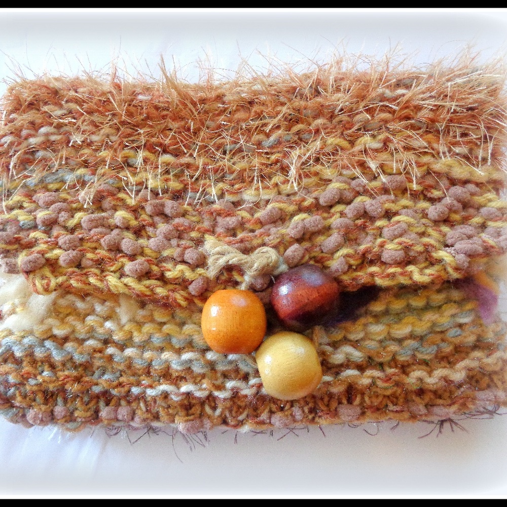 Hand Knit Boho Clutch Purse
